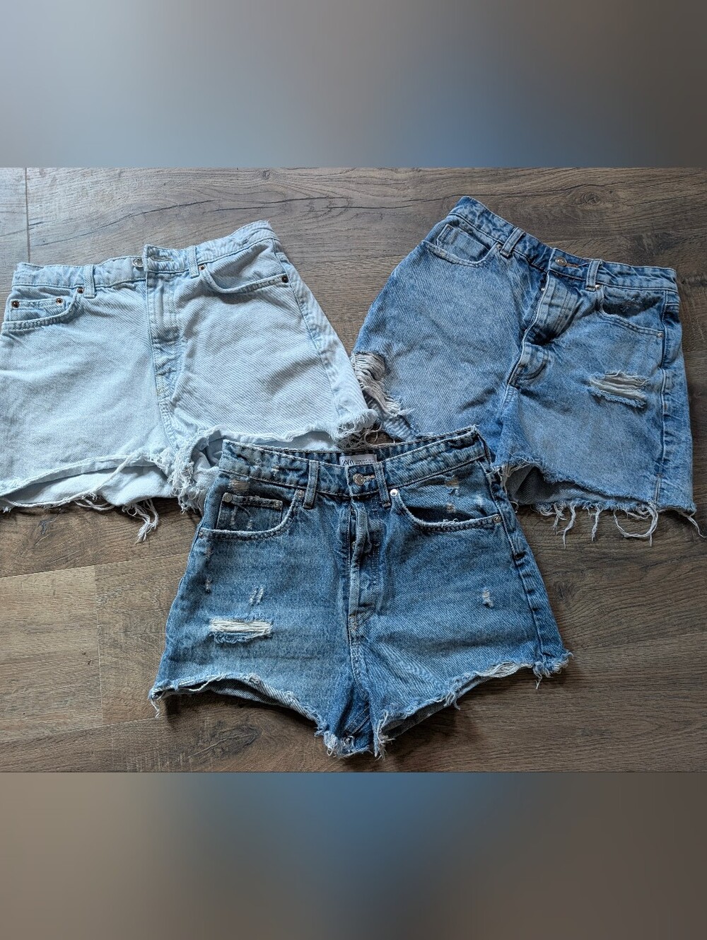 Zara Women’s Size 4 Denim Shorts 3pc Lot Distressed High Rise Cutoff Jean Shorts